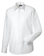 Russell Collection Men'S Long Sleeve Tailored Oxford Shirt - White