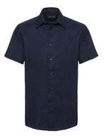 Russell Collection Men'S Short Sleeve Tailored Oxford Shirt