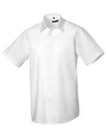 Russell Collection Men'S Short Sleeve Tailored Oxford Shirt - White