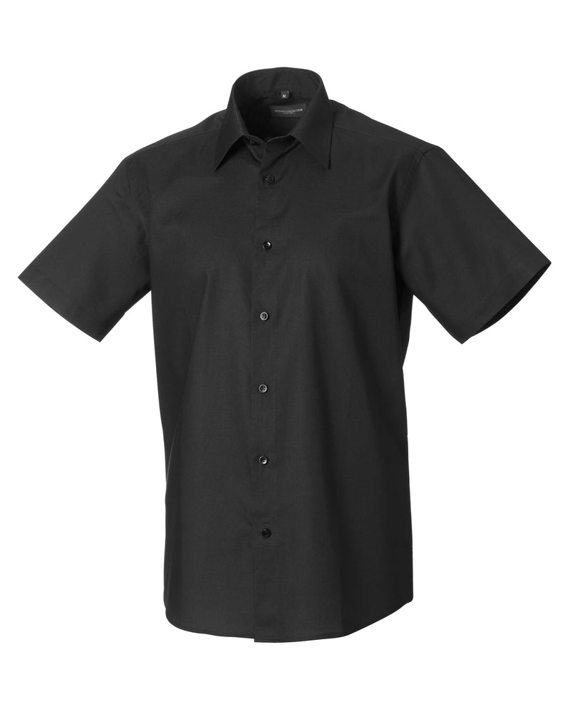 Russell Collection Men'S Short Sleeve Tailored Oxford Shirt