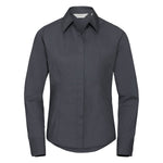 Russell Collection Ladies' Long Sleeve Fitted Polycotton Poplin Shirt - Convoy Grey