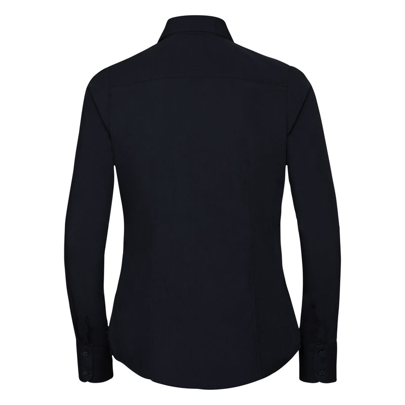Russell Collection Ladies' Long Sleeve Fitted Polycotton Poplin Shirt - French Navy