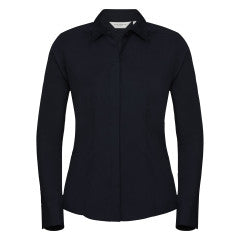 Russell Collection Ladies' Long Sleeve Fitted Polycotton Poplin Shirt
