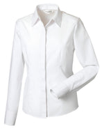 Russell Collection Ladies' Long Sleeve Fitted Polycotton Poplin Shirt - White
