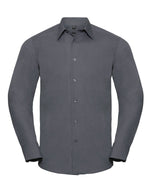 Russell Collection Men'S Long Sleeve Tailored Polycotton Poplin Shirt
