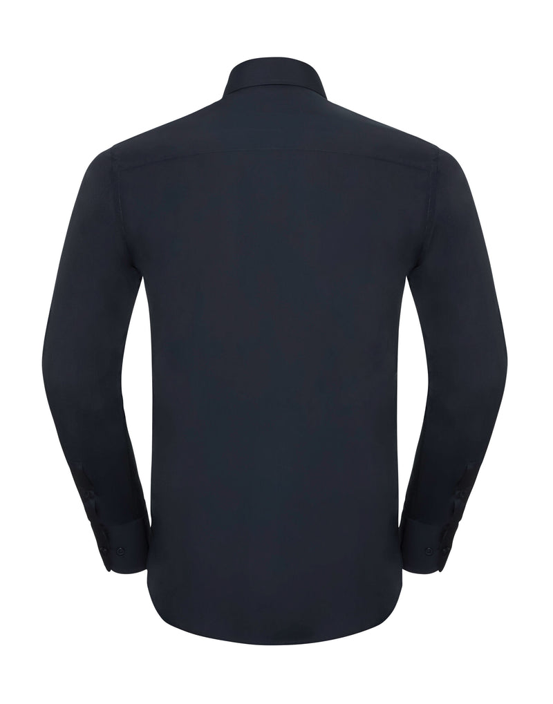 Russell Collection Men'S Long Sleeve Tailored Polycotton Poplin Shirt - French Navy