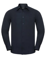 Russell Collection Men'S Long Sleeve Tailored Polycotton Poplin Shirt - French Navy