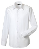 Russell Collection Men'S Long Sleeve Tailored Polycotton Poplin Shirt - White