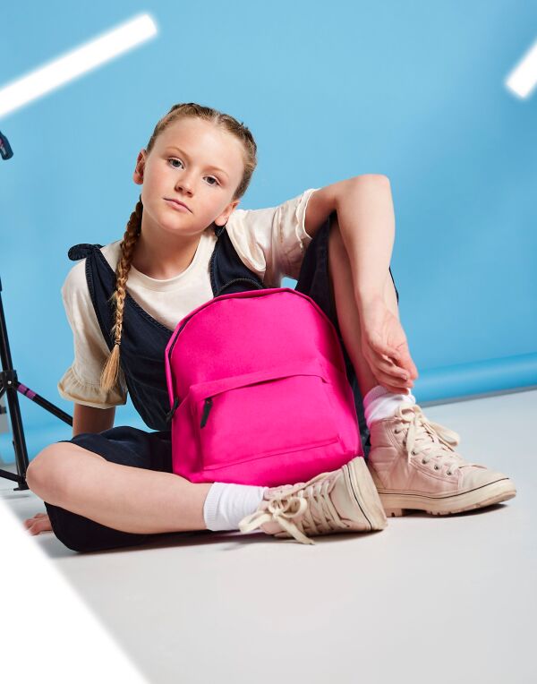A bright orange Original Fashion Backpack for high visibility.