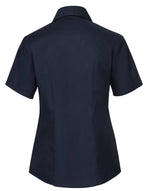 Russell Collection Ladies' Short Sleeve Tailored Oxford Shirt - Bright Navy