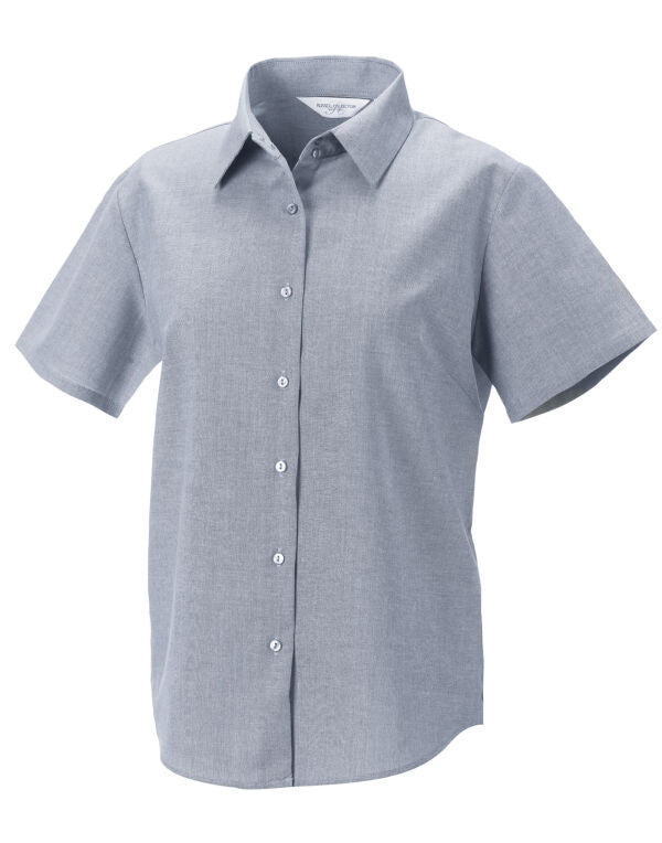 Russell Collection Ladies' Short Sleeve Tailored Oxford Shirt