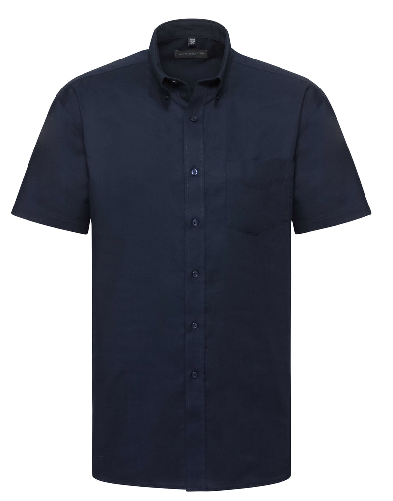Russell Collection Men'S Short Sleeve Classic Oxford Shirt - Bright Navy