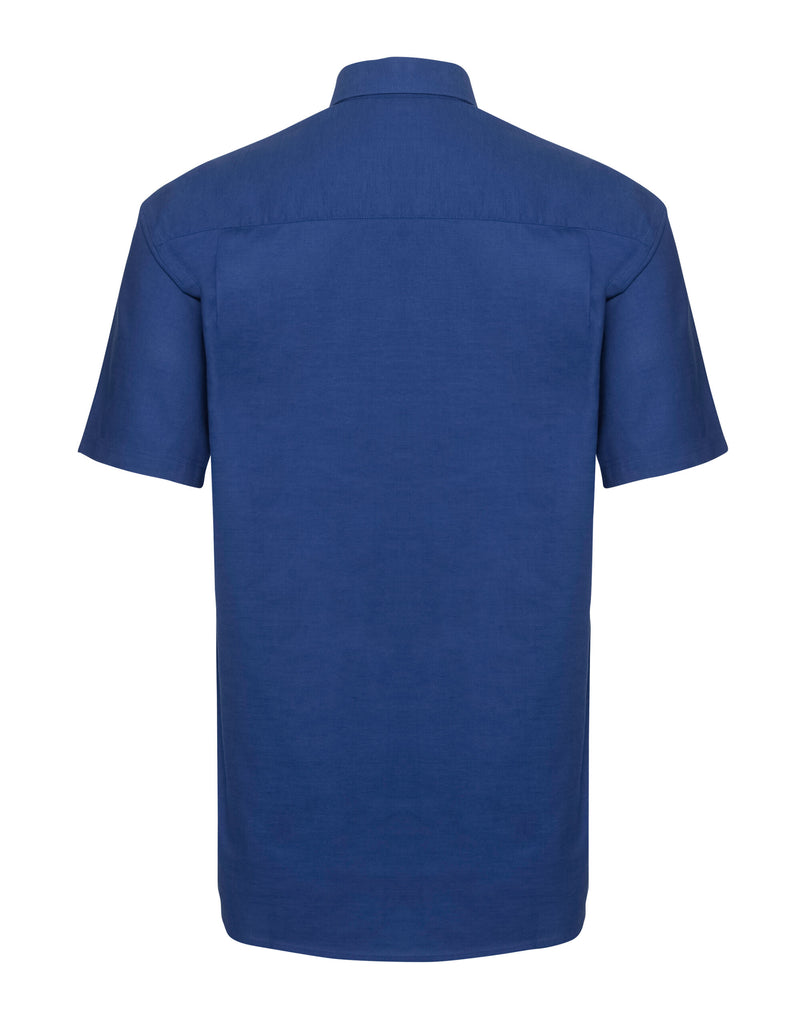 Russell Collection Men'S Short Sleeve Classic Oxford Shirt - Bright Royal