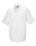 Russell Collection Men'S Short Sleeve Classic Oxford Shirt - White