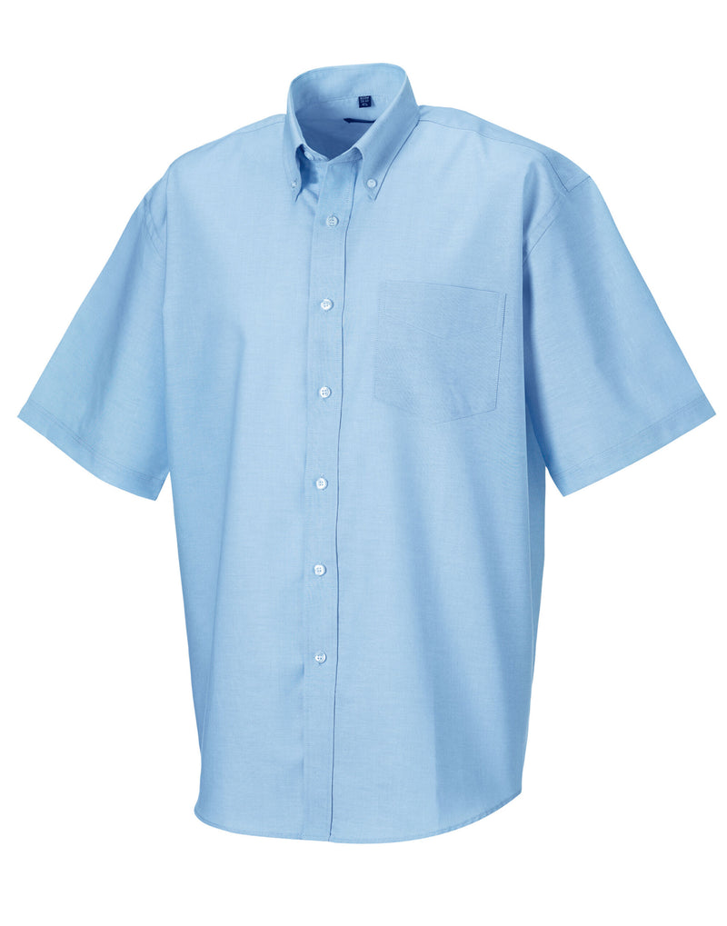 Russell Collection Men'S Short Sleeve Classic Oxford Shirt - Oxford Blue