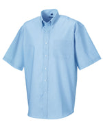 Russell Collection Men'S Short Sleeve Classic Oxford Shirt - Oxford Blue