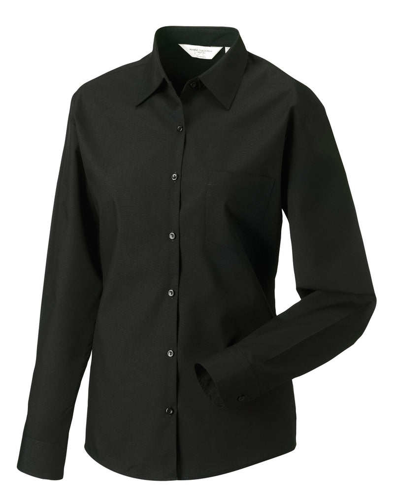 Russell Collection Ladies' Long Sleeve Classic Polycotton Poplin Shirt
