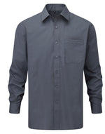 Russell Collection Men'S Long Sleeve Classic Polycotton Poplin Shirt - Convoy Grey