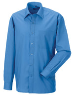 Russell Collection Men'S Long Sleeve Classic Polycotton Poplin Shirt - Corporate Blue