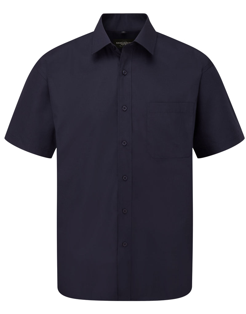 Russell Collection Men'S Short Sleeve Classic Polycotton Poplin Shirt - French Navy