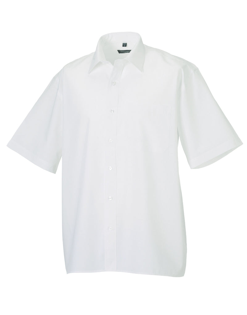 Russell Collection Men'S Short Sleeve Classic Polycotton Poplin Shirt - White