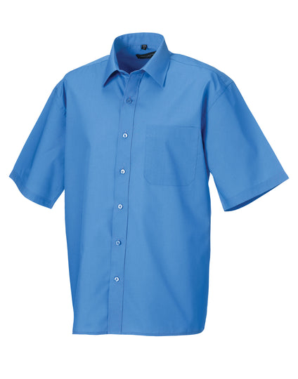 Russell Collection Men'S Short Sleeve Classic Polycotton Poplin Shirt - Corporate Blue