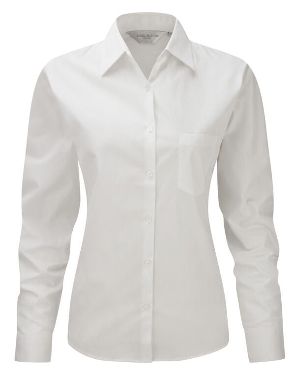 Russell Collection Ladies' Long Sleeve Classic Pure Cotton Poplin Shirt
