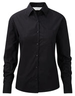 Russell Collection Ladies' Long Sleeve Classic Pure Cotton Poplin Shirt - thumbnail 4
