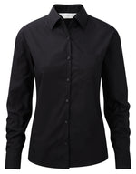 Russell Collection Ladies' Long Sleeve Classic Pure Cotton Poplin Shirt - thumbnail 3