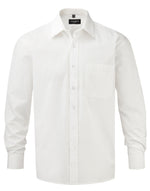 Russell Collection Men'S Long Sleeve Classic Pure Cotton Poplin Shirt - White
