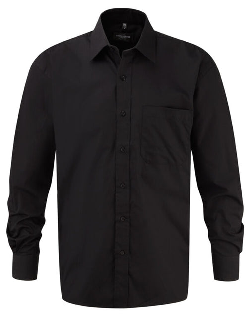 Russell Collection Men'S Long Sleeve Classic Pure Cotton Poplin Shirt