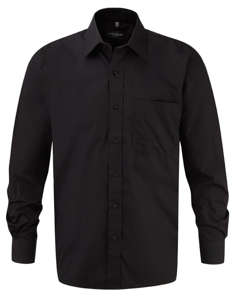 Russell Collection Men'S Long Sleeve Classic Pure Cotton Poplin Shirt