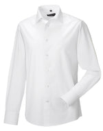 Russell Collection Men'S Long Sleeve Fitted Stretch Shirt - White