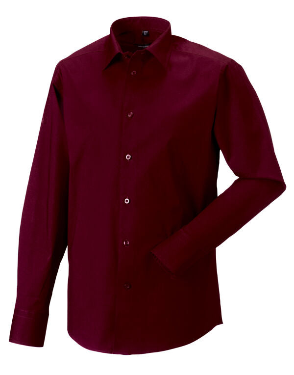 Russell Collection Men'S Long Sleeve Fitted Stretch Shirt