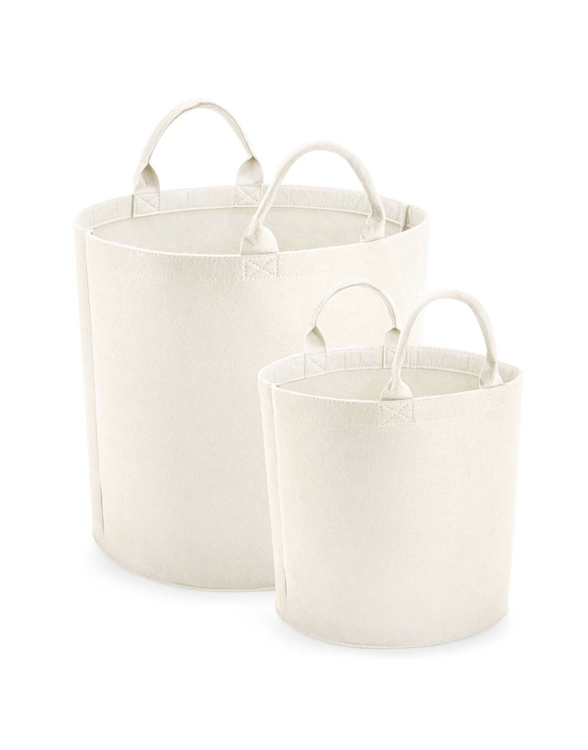Both sizes of the Bagbase Felt Trug shown side-by-side for comparison.