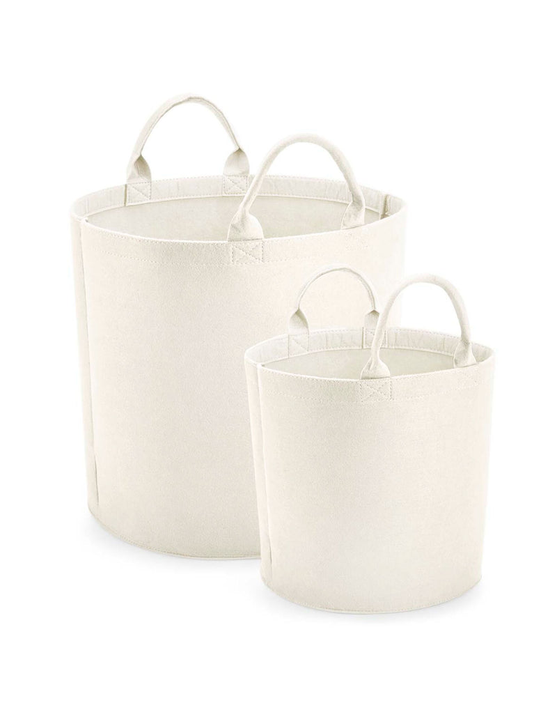 Both sizes of the Bagbase Felt Trug shown side-by-side for comparison.
