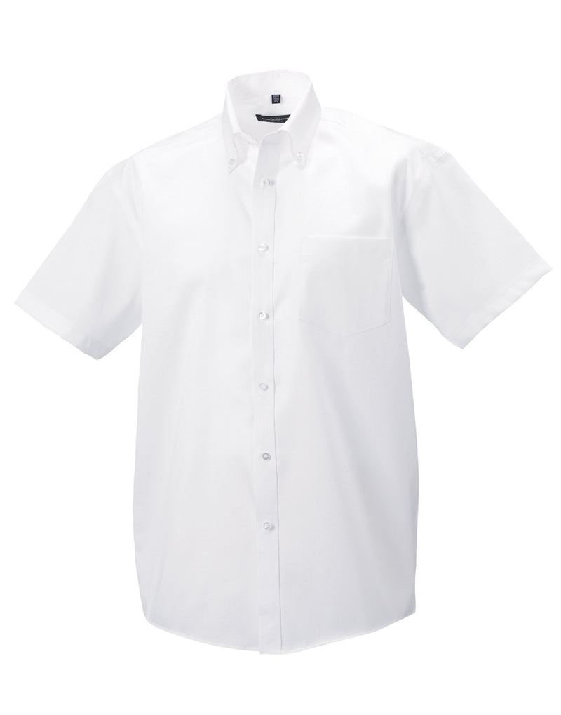 Russell Collection Men'S Short Sleeve Classic Ultimate Non-Iron Shirt - White