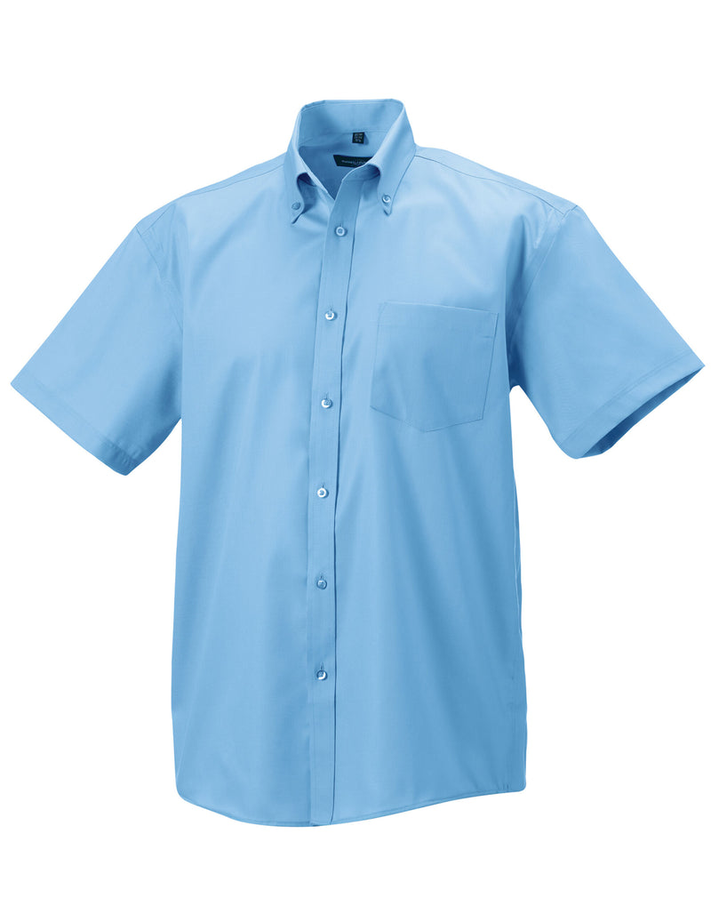 Russell Collection Men'S Short Sleeve Classic Ultimate Non-Iron Shirt - Bright Sky