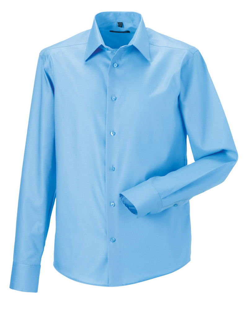 Russell Collection Men'S Long Sleeve Tailored Ultimate Non-Iron Shirt - Bright Sky