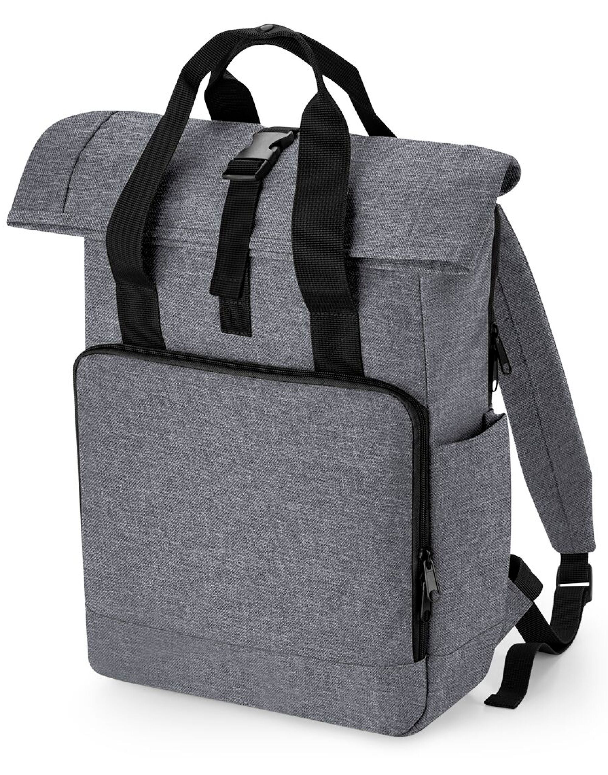 Three-quarter angle of a light grey junior fashion backpack.