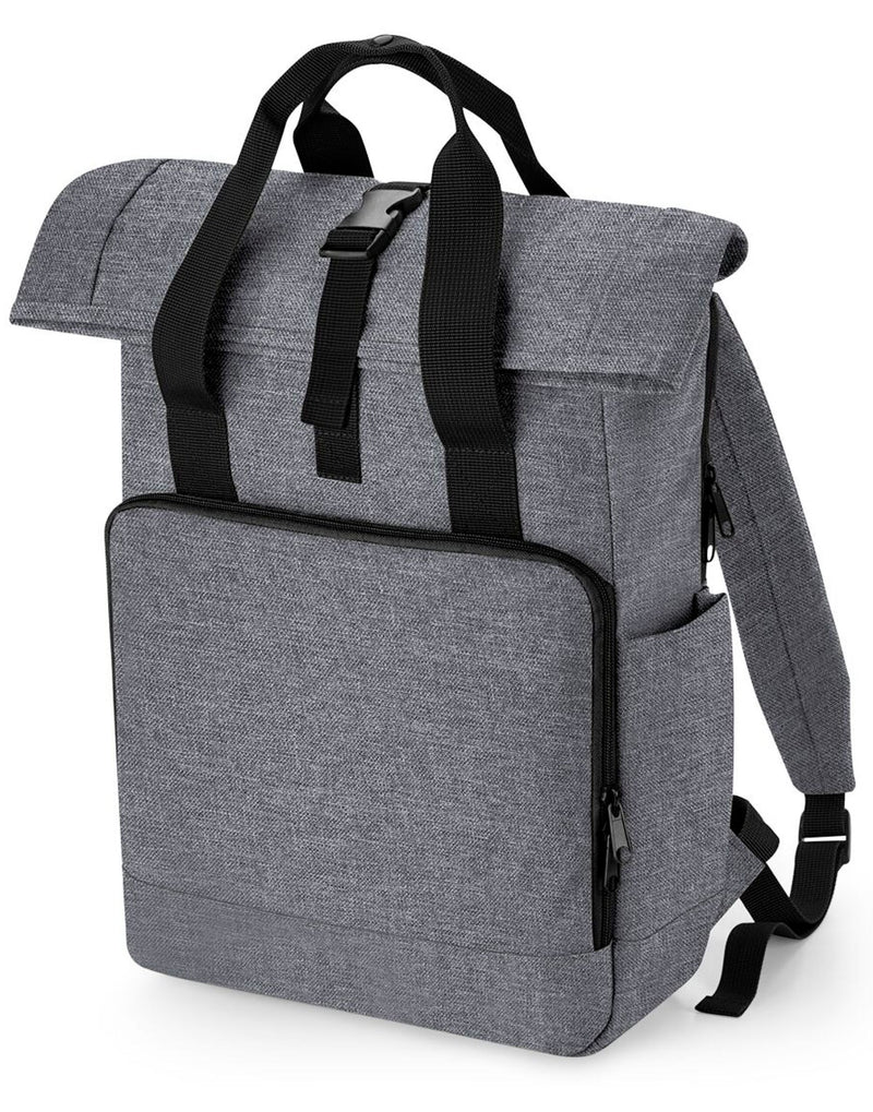 Three-quarter angle of a light grey junior fashion backpack.