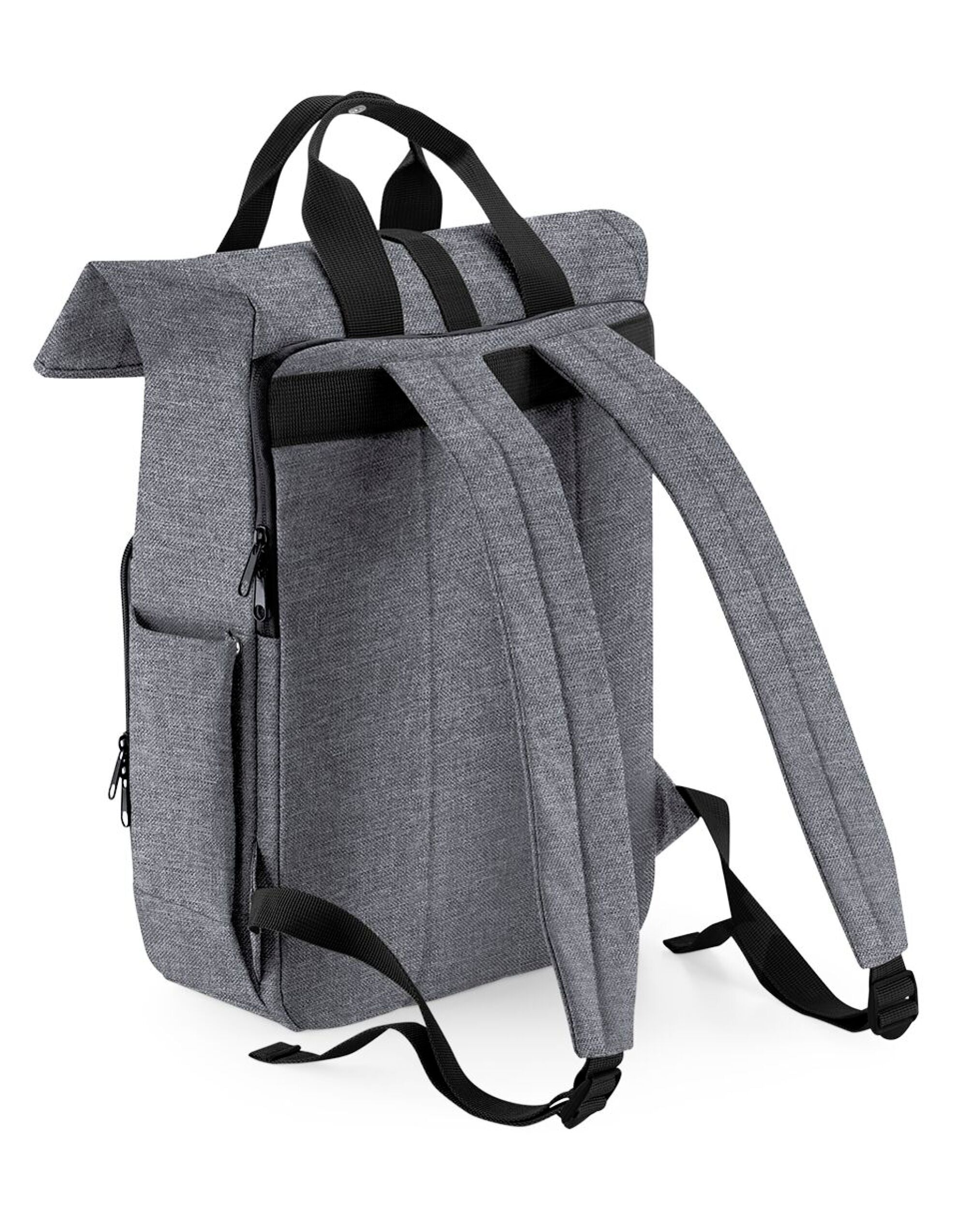 A lime grey junior fashion backpack with a large front pocket.