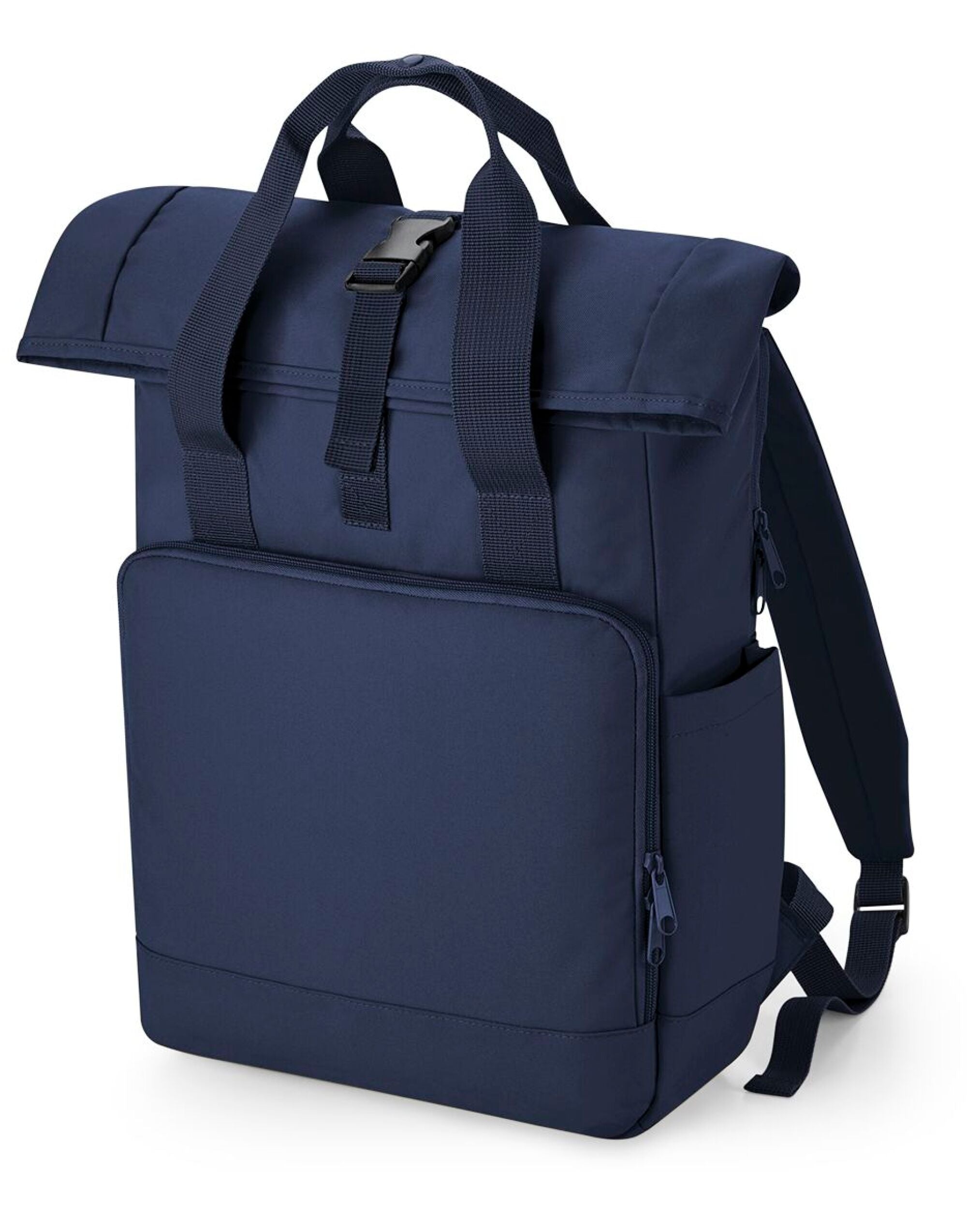 Back view of a navy blue junior fashion backpack.