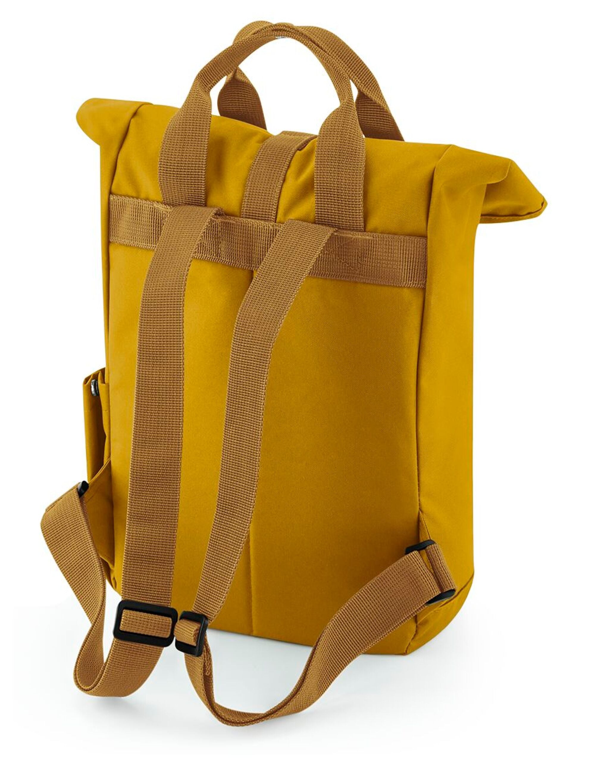 Close-up on the fabric of a yellow junior fashion backpack.
