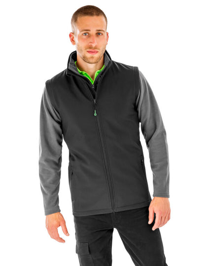 Result Recycled Men'S Recycled 2-Layer Printable Softshell Bodywarmer - Black