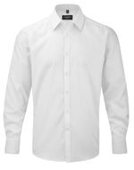Russell Collection Men'S Long Sleeve Tailored Herringbone Shirt - White