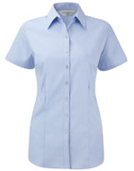 Russell Collection Ladies' Short Sleeve Tailored Herringbone Shirt - thumbnail 2