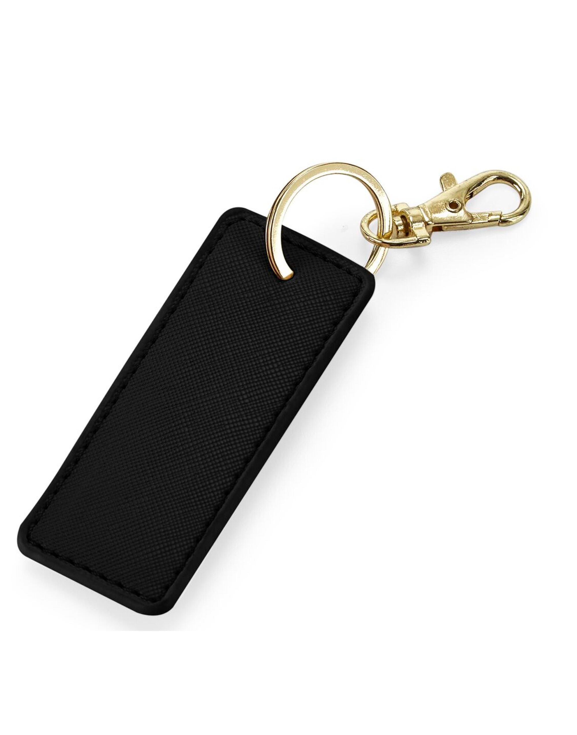 The rectangular Bagbase Boutique Key Clip in black Saffiano fine grain faux leather.
