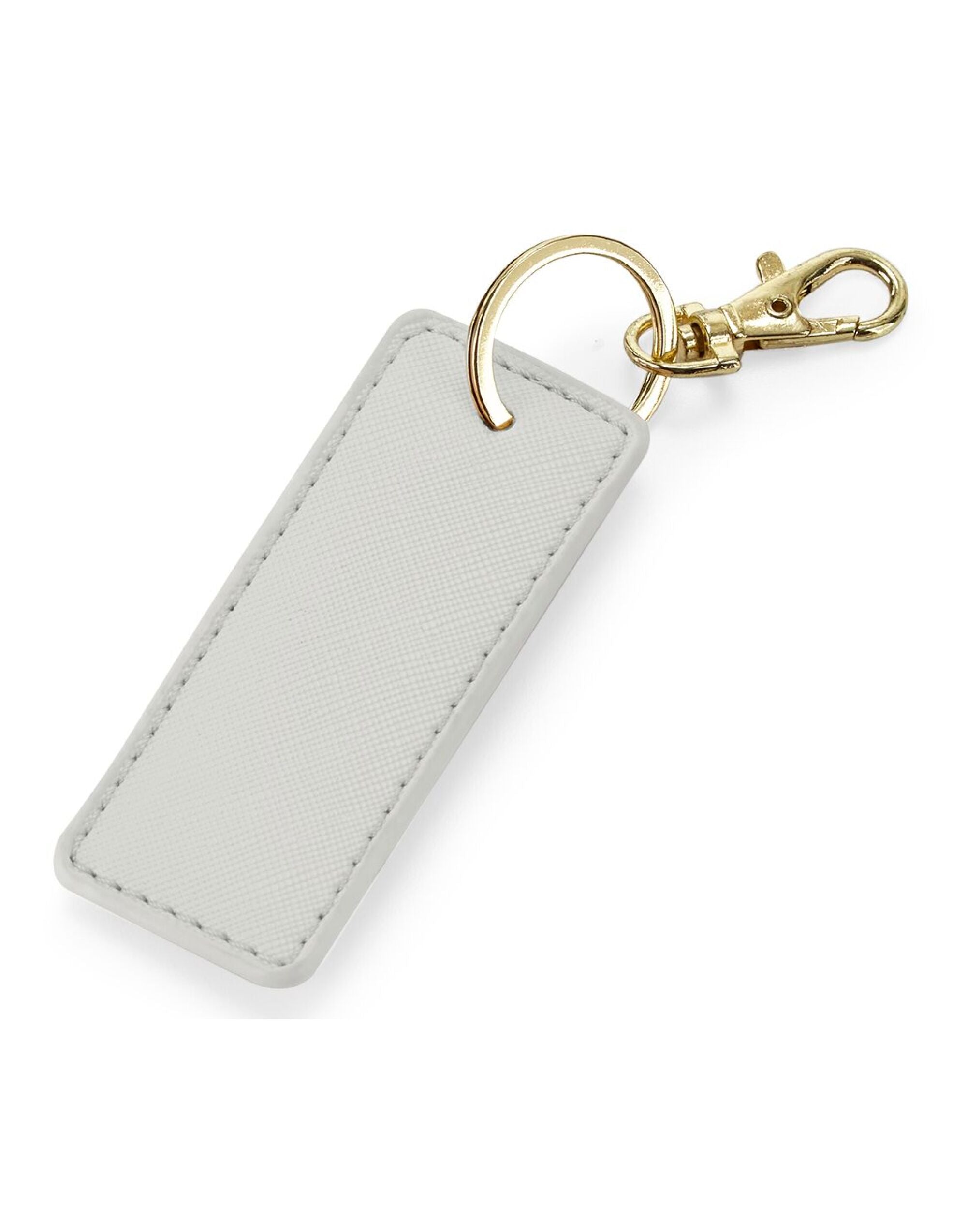 Close-up of the Saffiano leather texture on the black Boutique Key Clip.