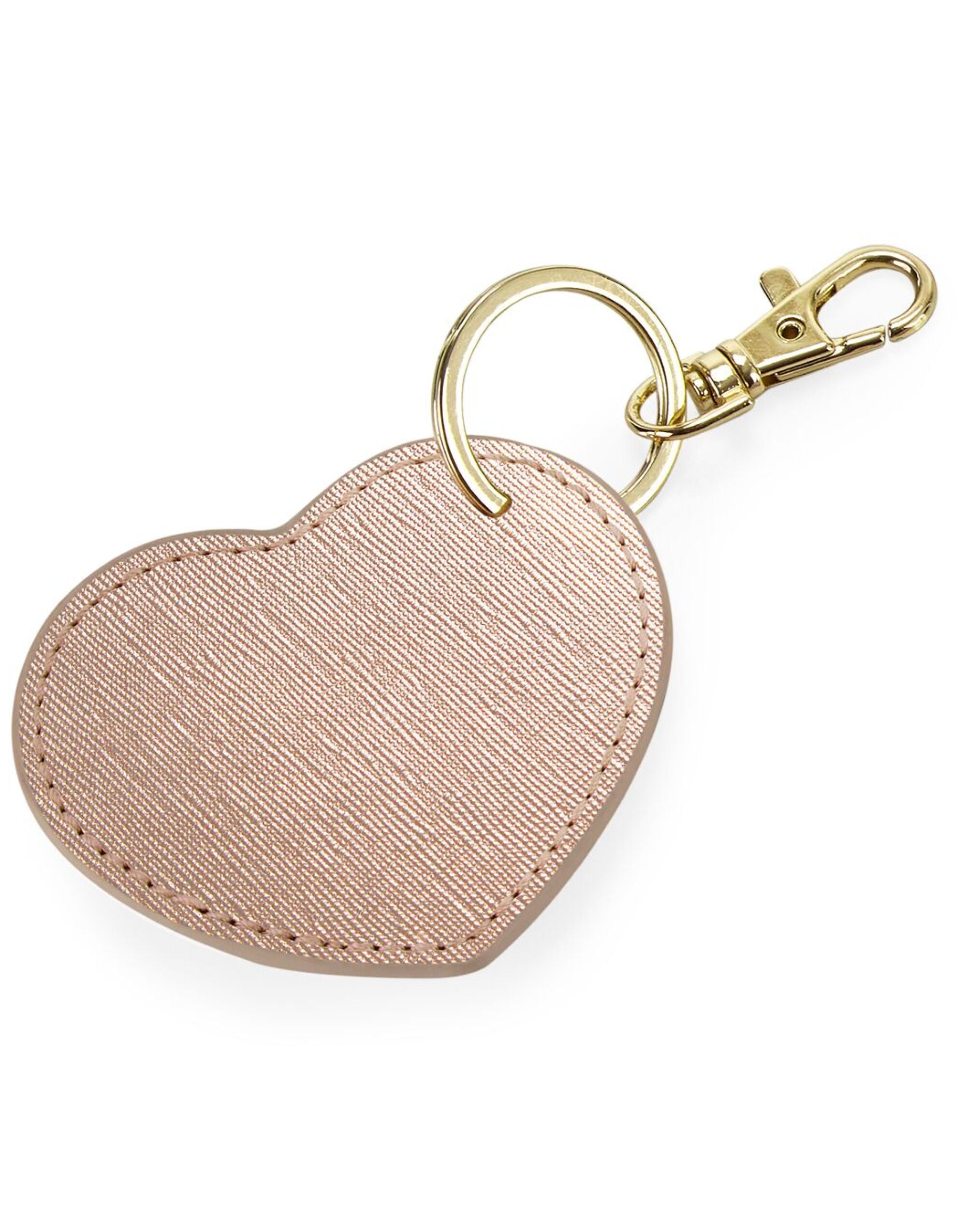 Close-up of the light grey Saffiano Boutique Heart Key Clip, showing its texture and stitching.